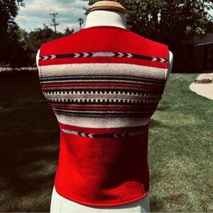 Vintage Original Pendleton Red Southwestern Native Blanket Wool Vest Sz S